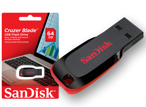 Pendrive SanDisk 2.0 Cruzer Blade 64 GB Rojo