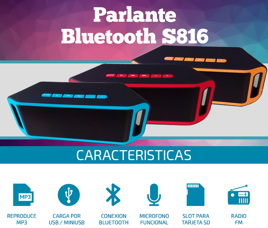 Parlante Bluetooth Funcion Radio  FM • S816 •
