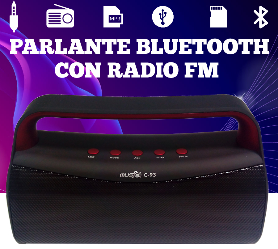 Parlante Bluetooth Funcion Radio  FM C-93